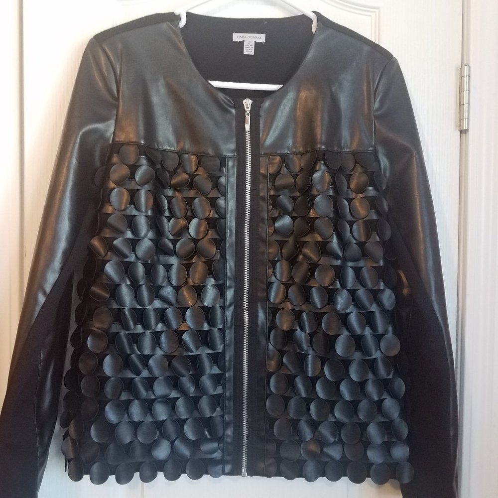 Linea Domani Black Faux Leather Jacket Size 8